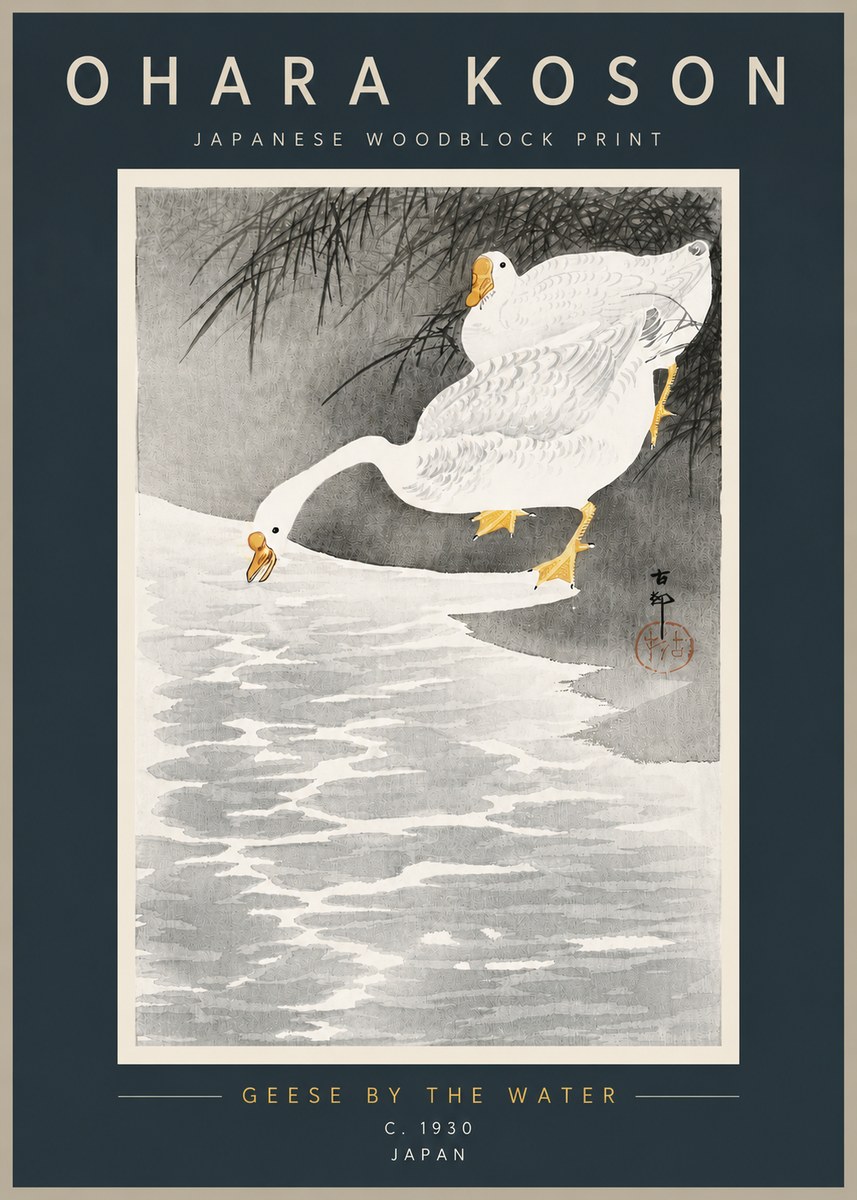Ohara Koson Geese by the Water No3 - Plakát