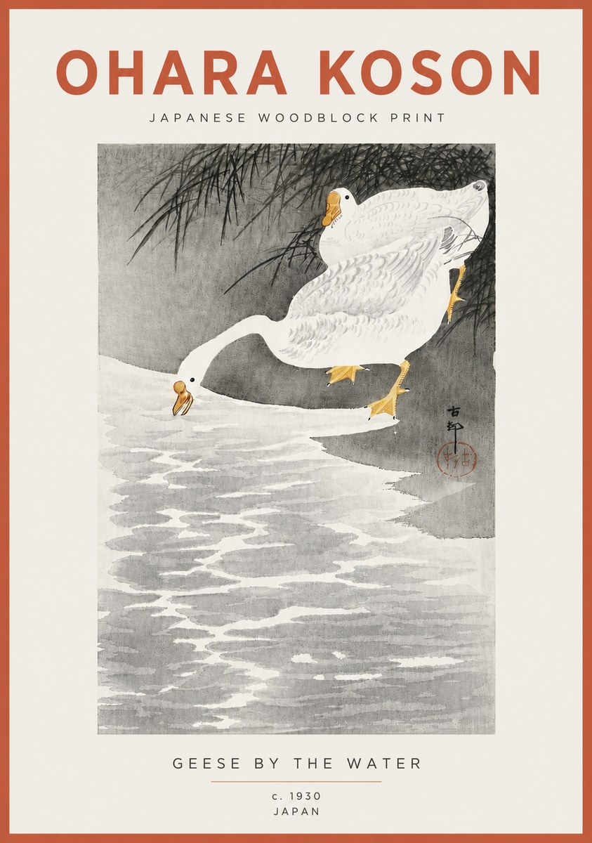 Ohara Koson Geese by the Water No4 - Plakát