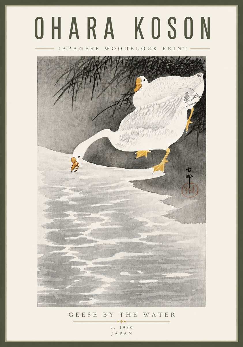 Ohara Koson Geese by the Water No5 - Plakát
