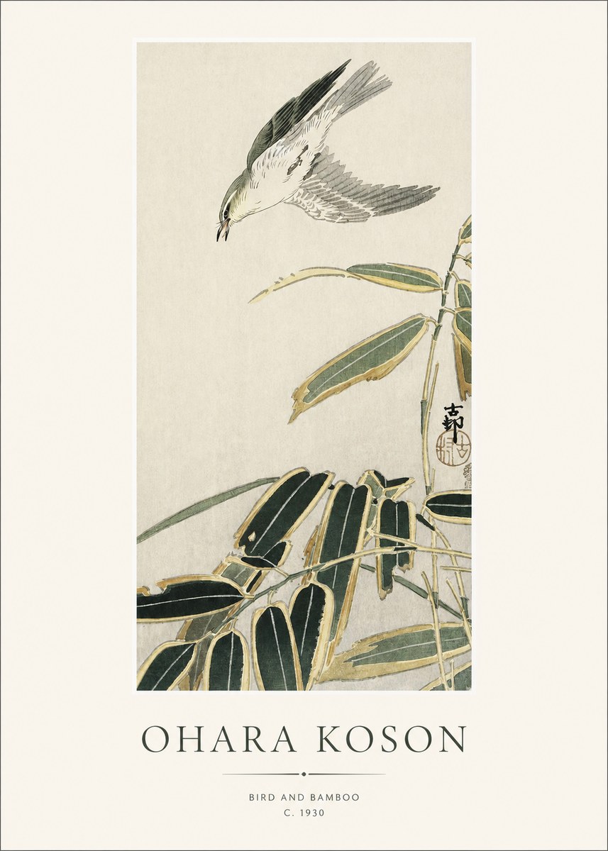 Ohara Koson Bird and Bamboo No1 - Plakát