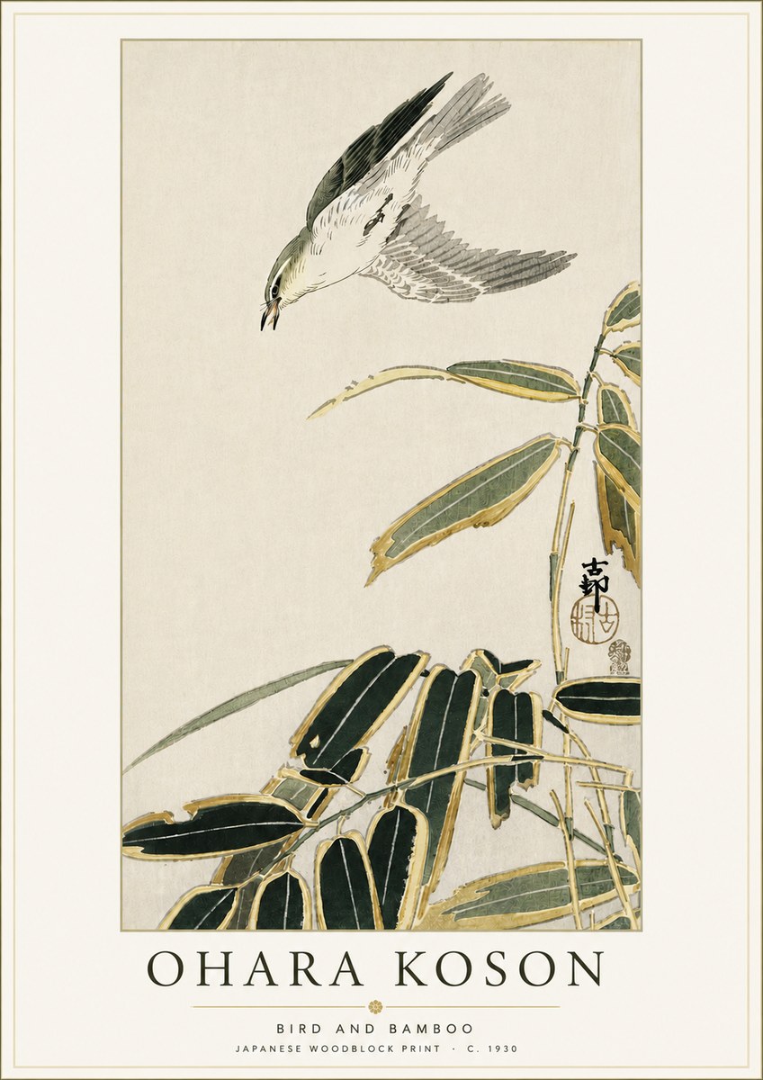 Ohara Koson Bird and Bamboo No4 - Plakát