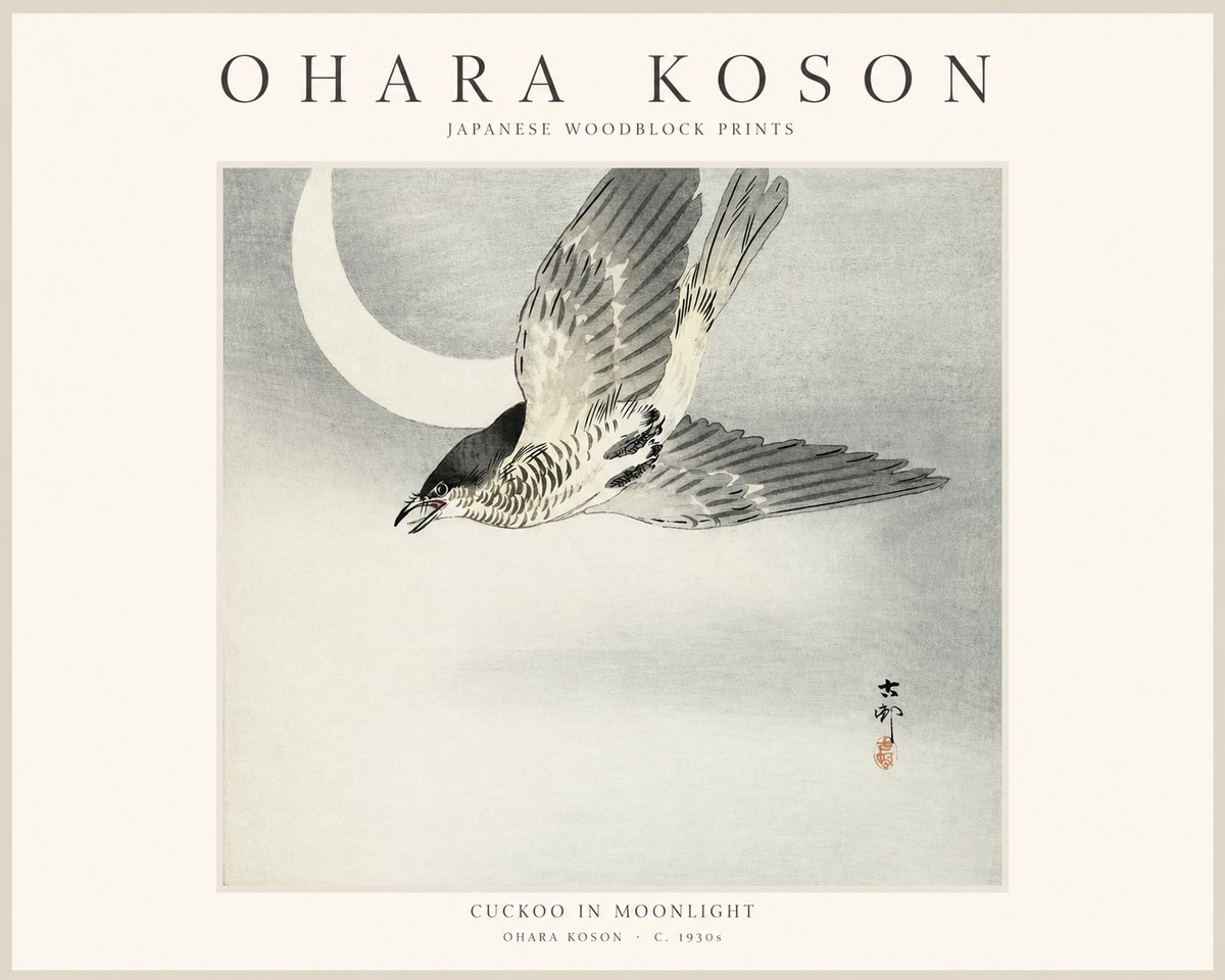 Ohara Koson Cuckoo in Moonlight No1 - Plakát