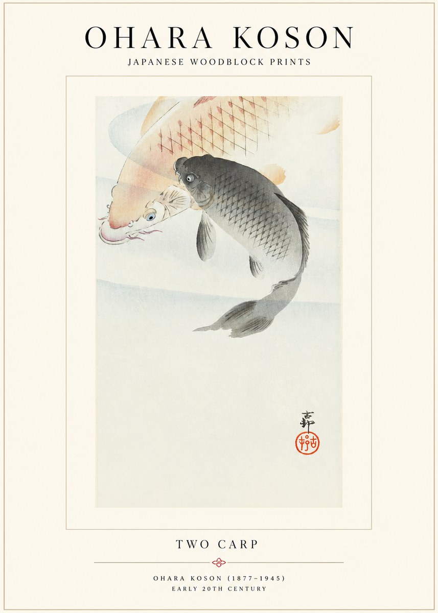 Ohara Koson Two Carp No1 - Plakát