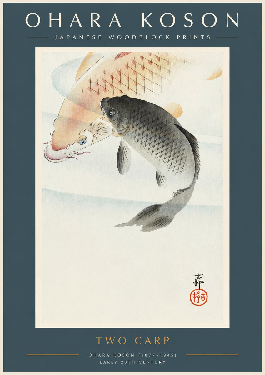 Ohara Koson Two Carp No2 - Plakát