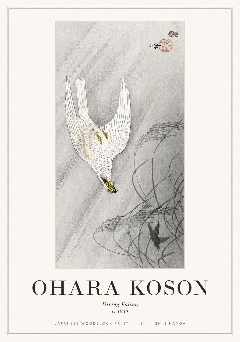 Ohara Koson Diving Falcon No1 - Plakát