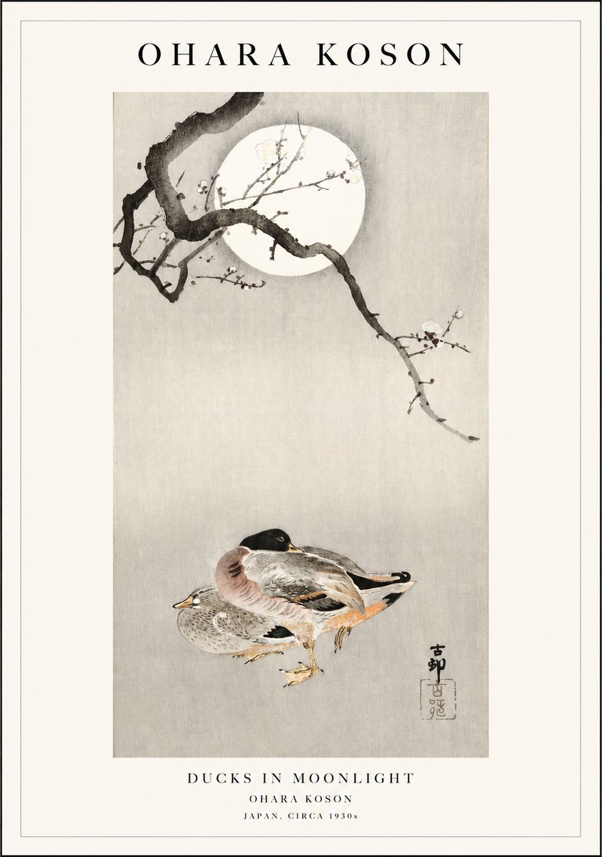 Ohara Koson Ducks in Moonlight No1 - Plakát