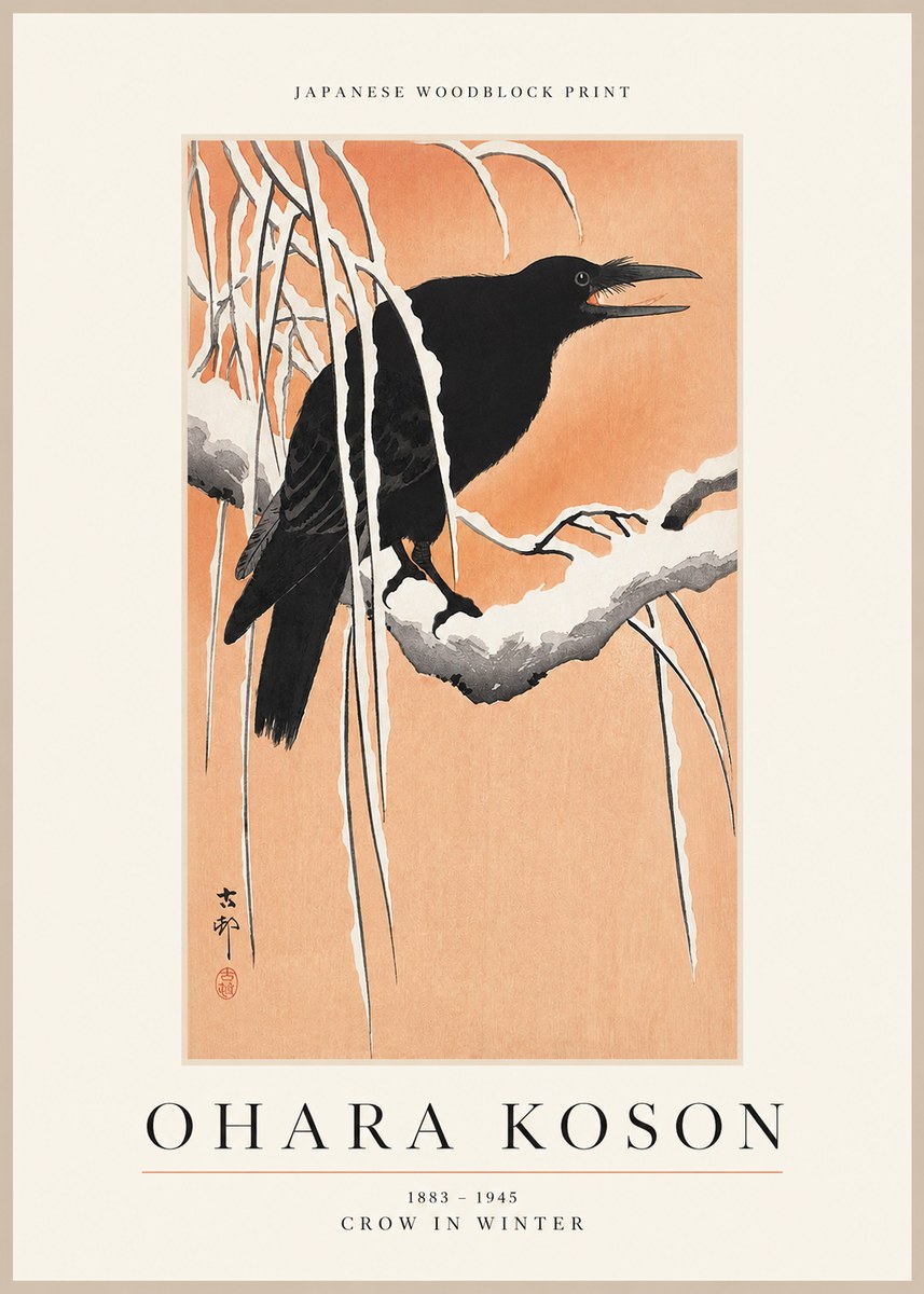 Ohara Koson Crow in Winter II No1 - Plakát