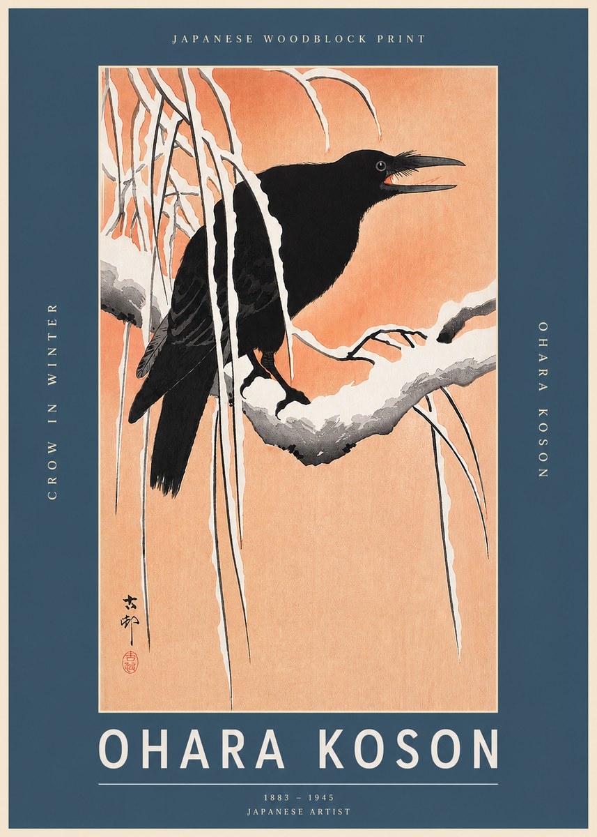 Ohara Koson Crow in Winter II No2 - Plakát