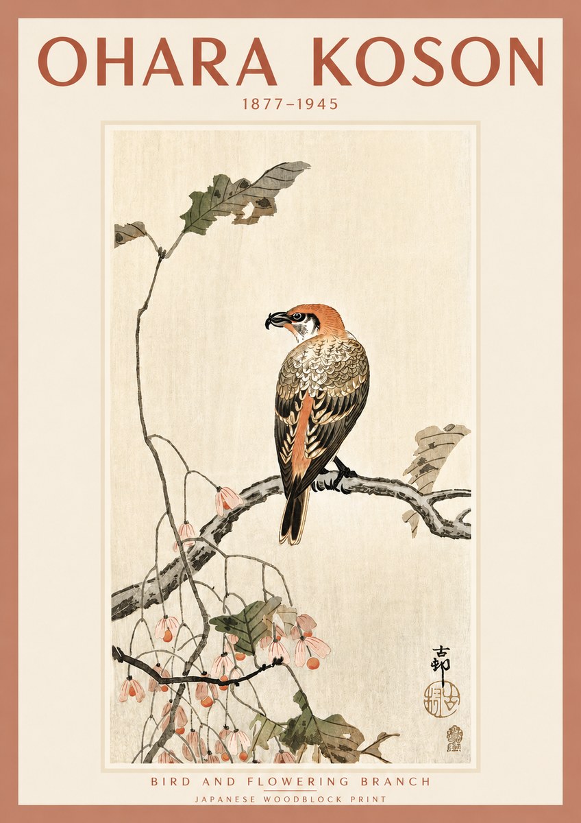 Ohara Koson Bird and Flowering Branch No2 - Plakát