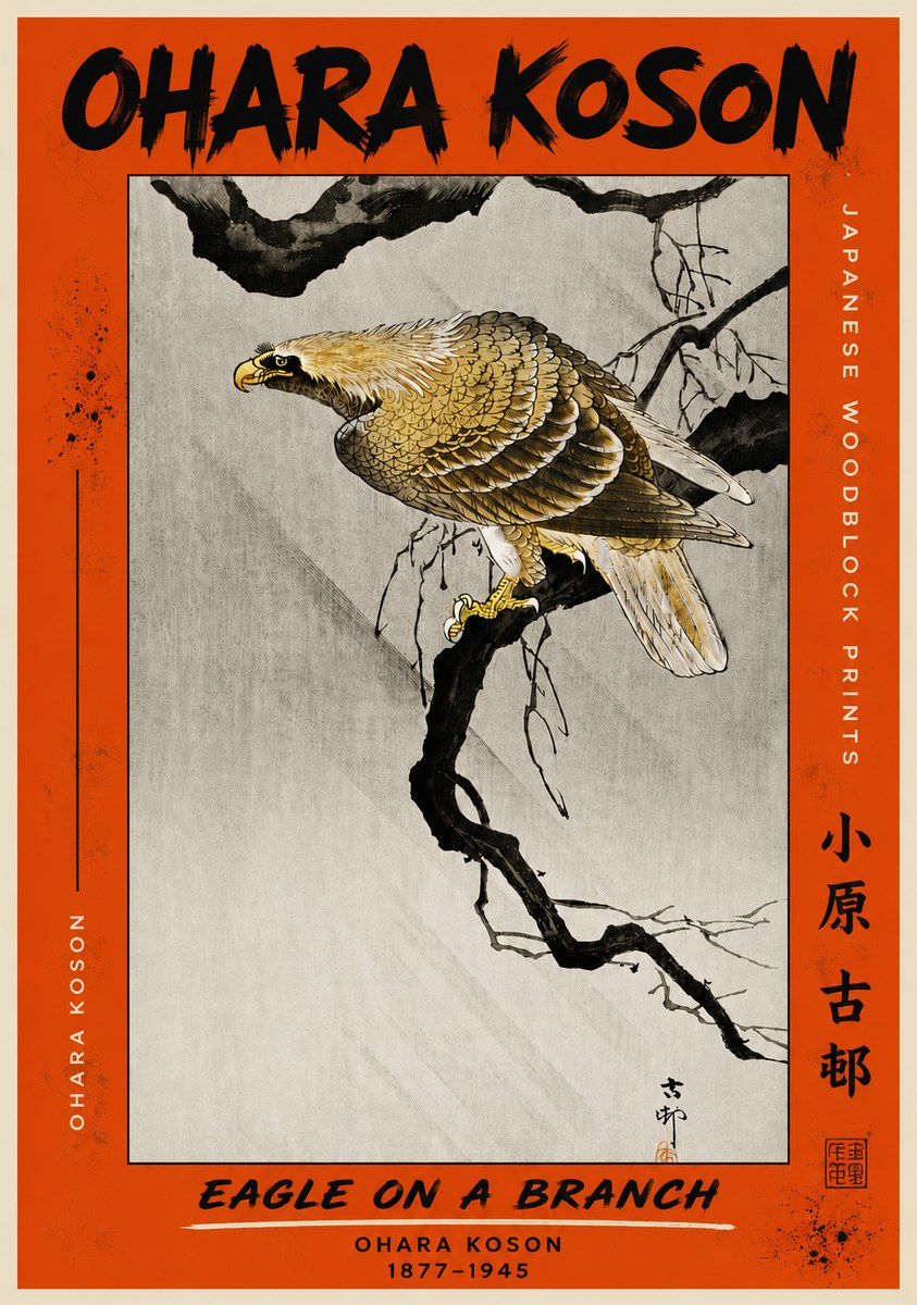 Ohara Koson Eagle on a Branch II No4 - Plakát