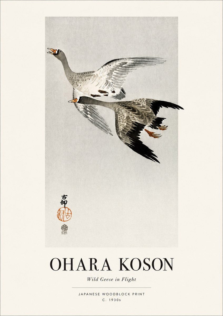 Ohara Koson Wild Geese in Flight III No1 - Plakát