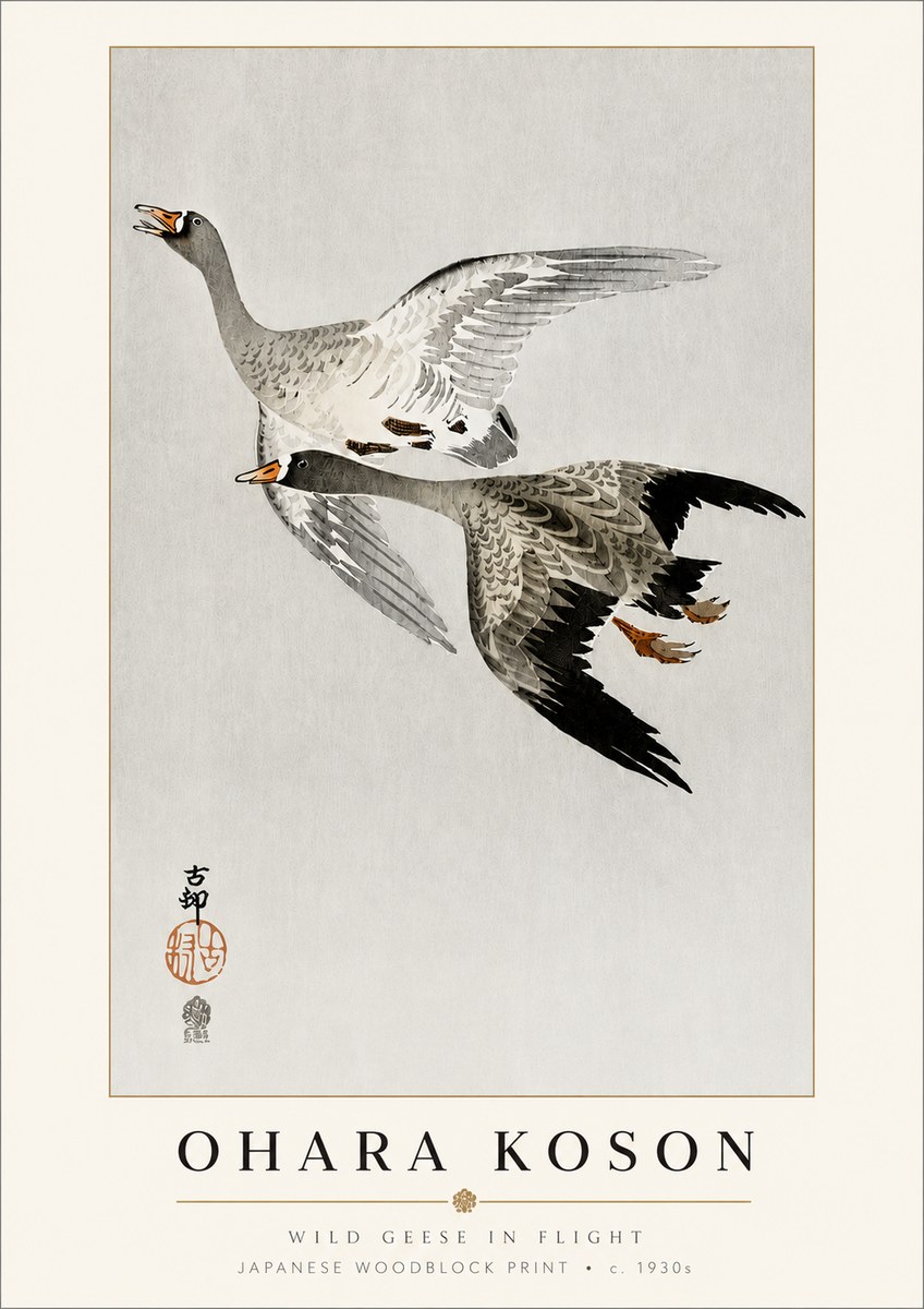Ohara Koson Wild Geese in Flight III No3 - Plakát