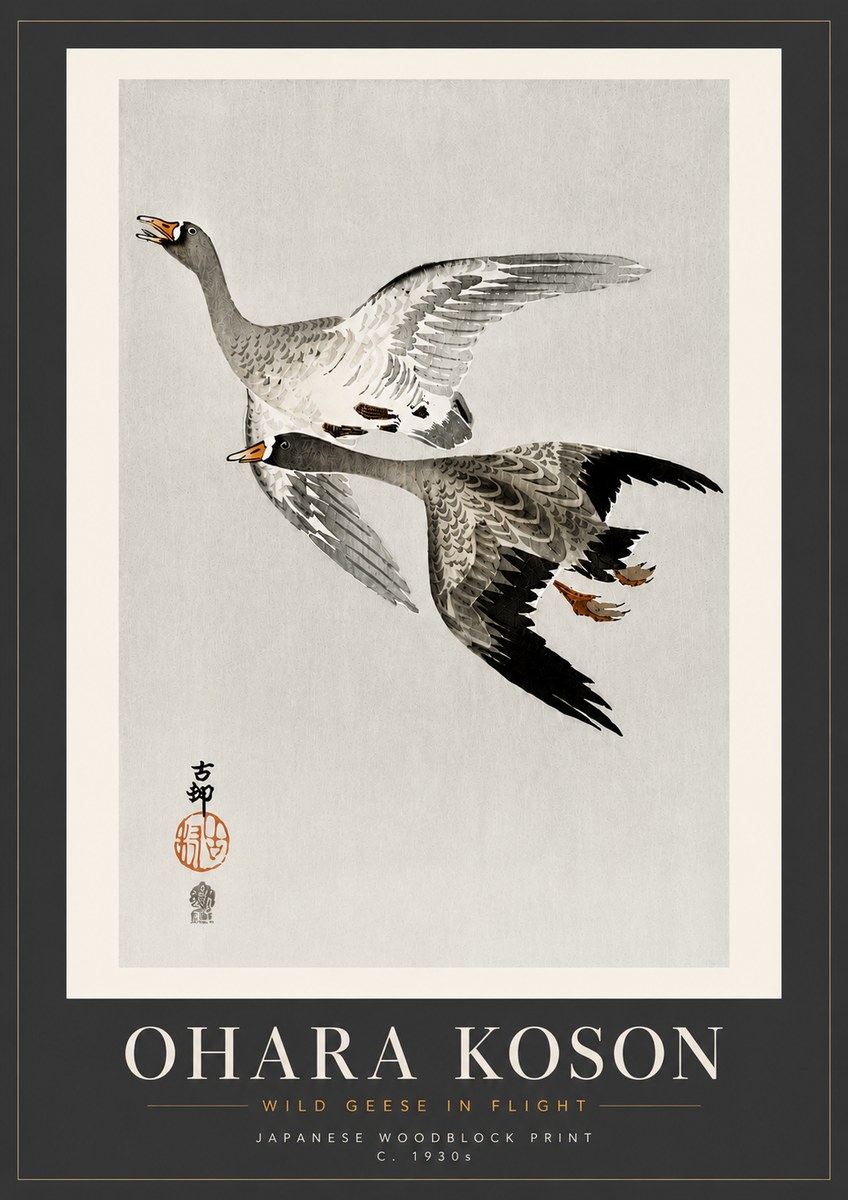 Ohara Koson Wild Geese in Flight III No5 - Plakát