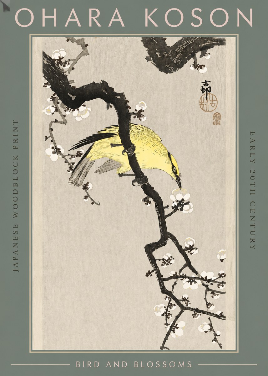 Ohara Koson Bird and Blossoms No2 - Plakát