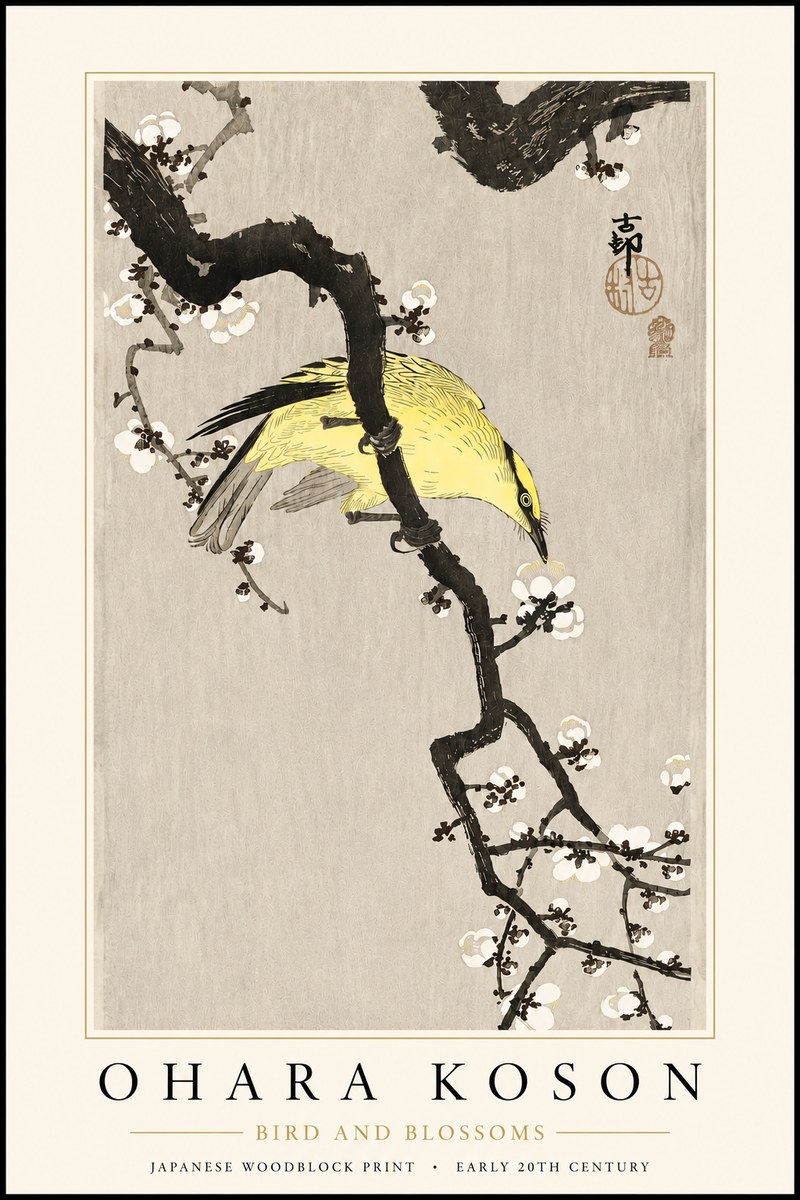 Ohara Koson Bird and Blossoms No3 - Plakát