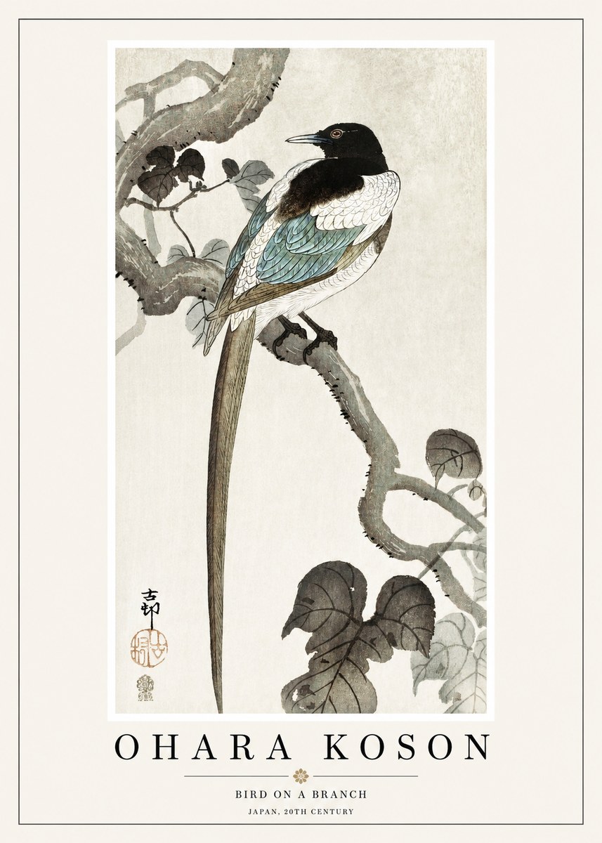 Ohara Koson Bird on a Branch IV No1 - Plakát