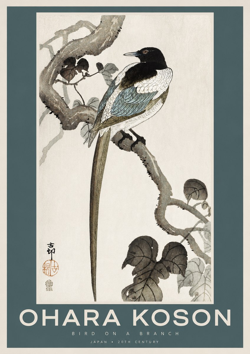 Ohara Koson Bird on a Branch IV No2 - Plakát