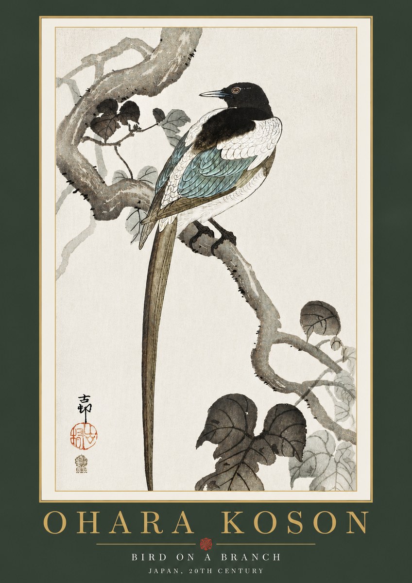 Ohara Koson Bird on a Branch IV No4 - Plakát