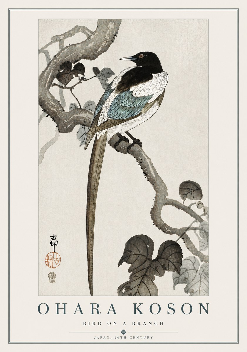 Ohara Koson Bird on a Branch IV No5 - Plakát