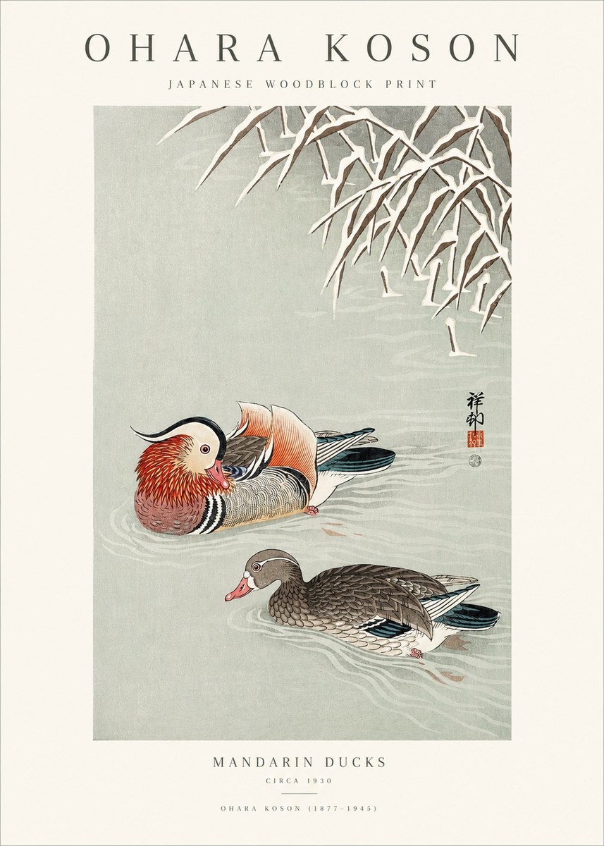 Ohara Koson Mandarin Ducks No1 - Plakát