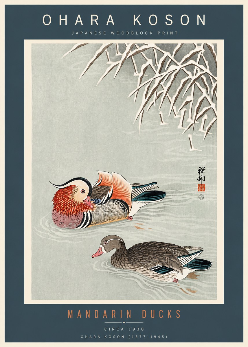 Ohara Koson Mandarin Ducks No3 - Plakát