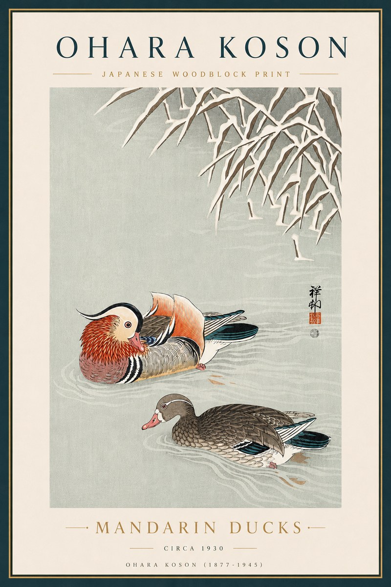 Ohara Koson Mandarin Ducks No5 - Plakát