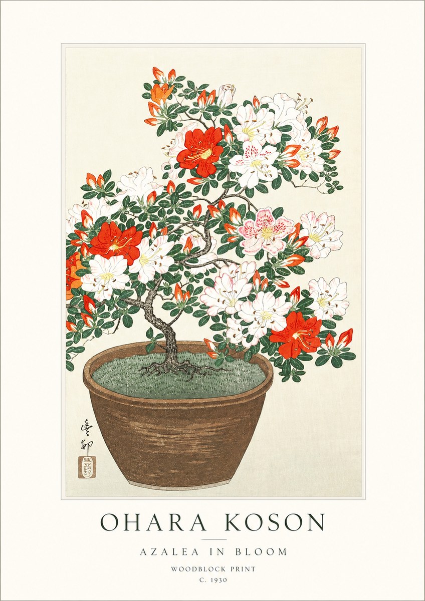 Ohara Koson Azalea in Bloom No1 - Plakát