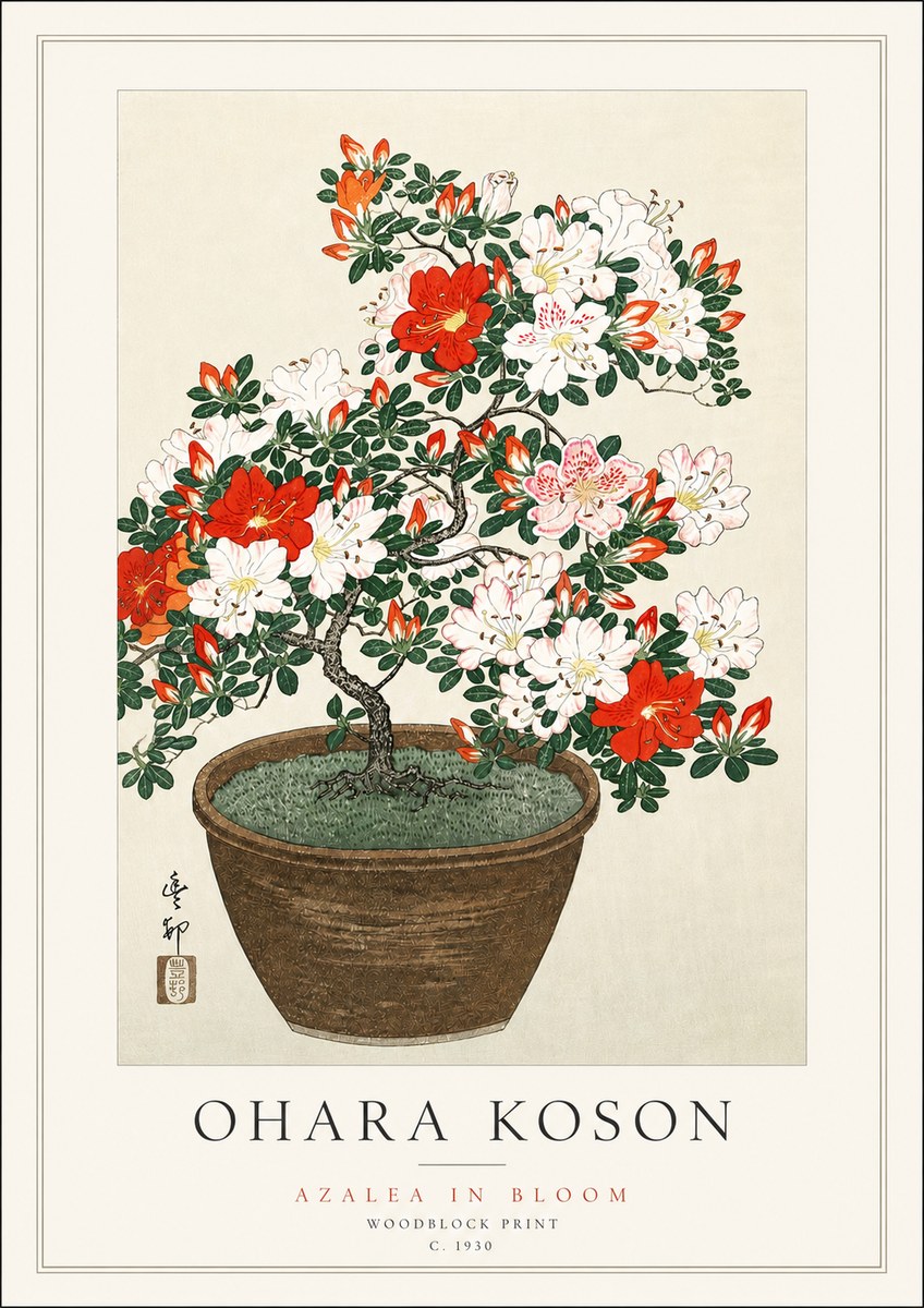 Ohara Koson Azalea in Bloom No3 - Plakát