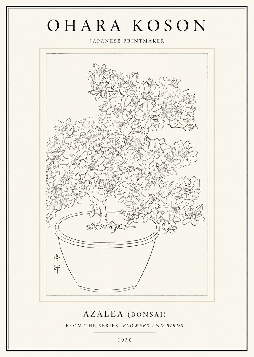 Ohara Koson Azalea (Bonsai) No1 - Plakát