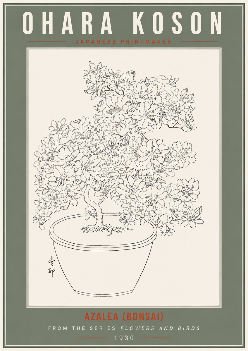 Ohara Koson Azalea (Bonsai) No2 - Plakát