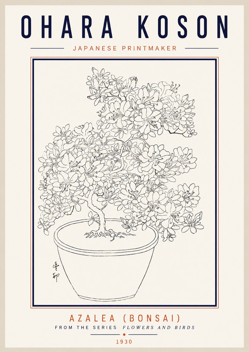 Ohara Koson Azalea (Bonsai) No3 - Plakát