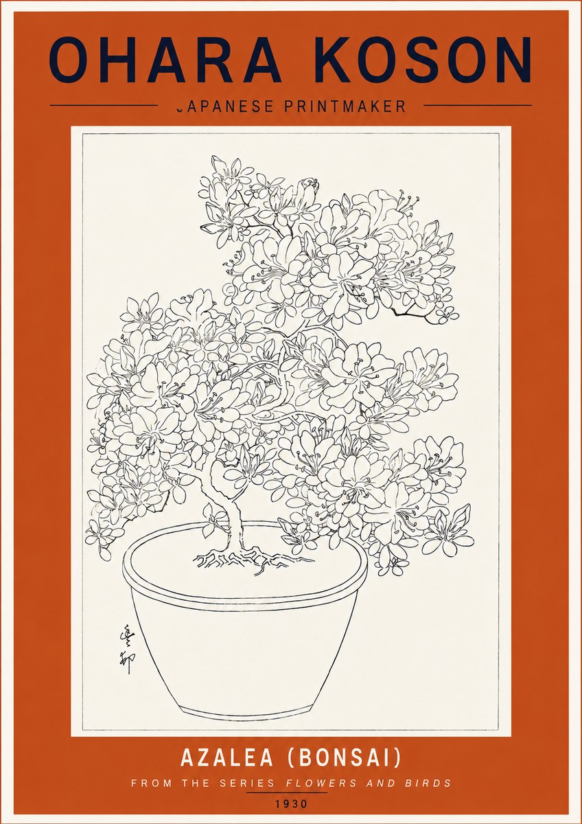 Ohara Koson Azalea (Bonsai) No5 - Plakát