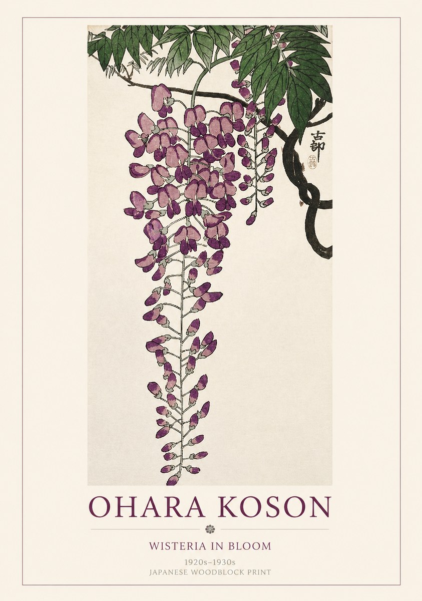 Ohara Koson Wisteria in Bloom No1 - Plakát