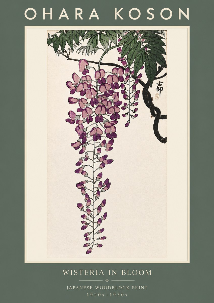 Ohara Koson Wisteria in Bloom No2 - Plakát