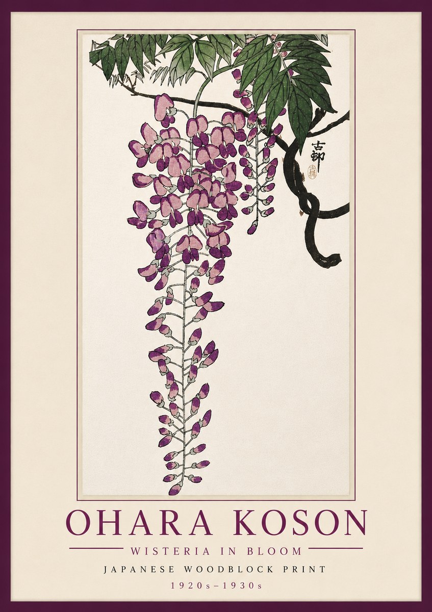 Ohara Koson Wisteria in Bloom No5 - Plakát