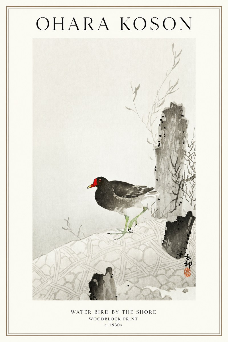 Ohara Koson Water Bird by the Shore No1 - Plakát
