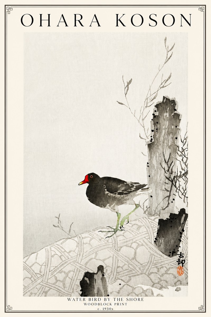 Ohara Koson Water Bird by the Shore No3 - Plakát