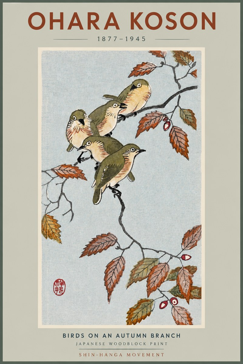 Ohara Koson Birds on an Autumn Branch No2 - Plakát