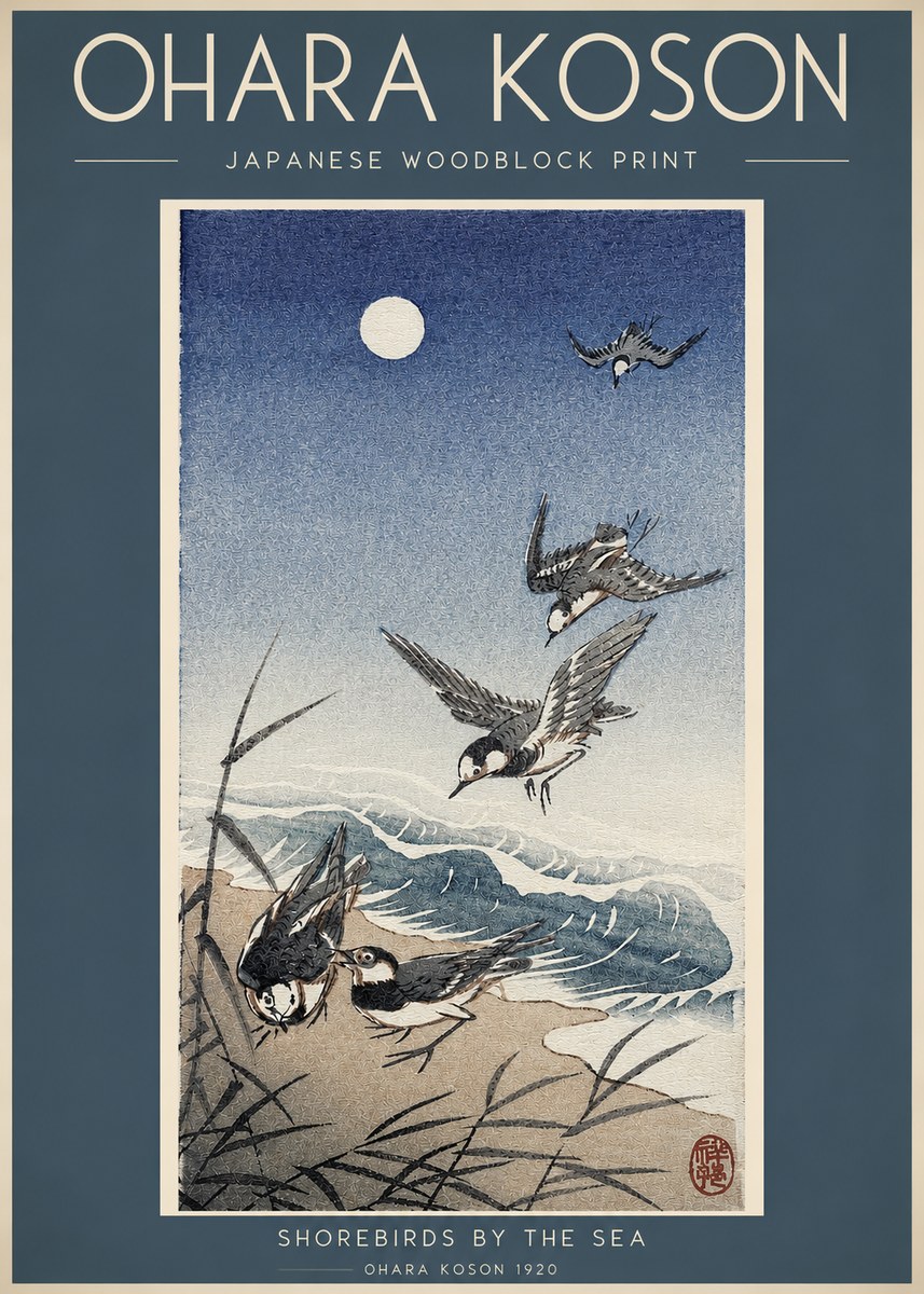 Ohara Koson Shorebirds by the Sea No2 - Plakát