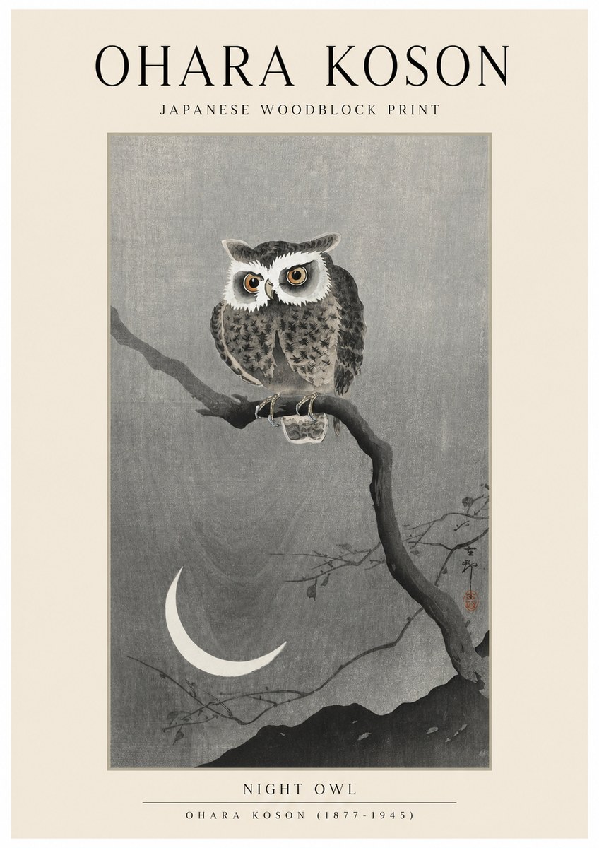 Ohara Koson Night Owl No1 - Plakát