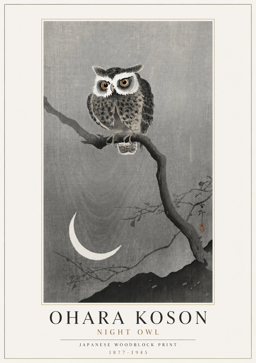 Ohara Koson Night Owl No4 - Plakát
