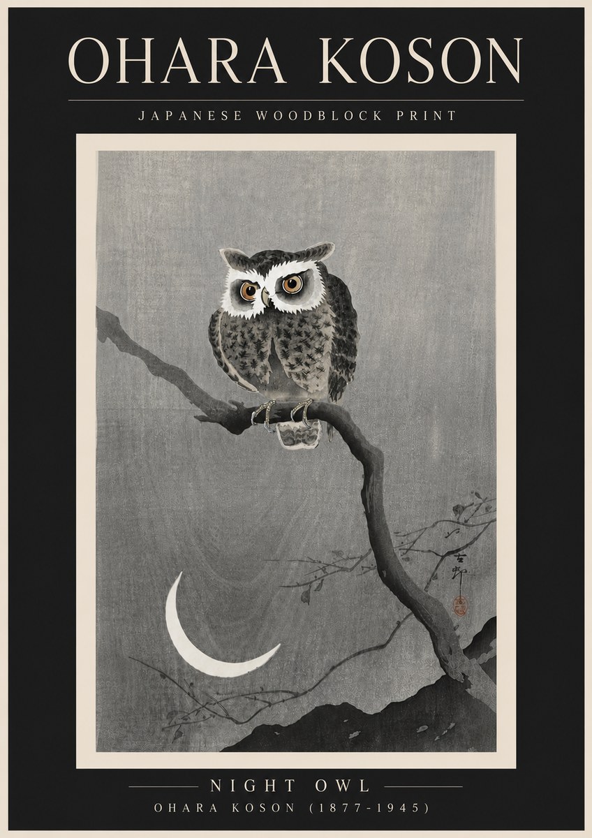 Ohara Koson Night Owl No6 - Plakát