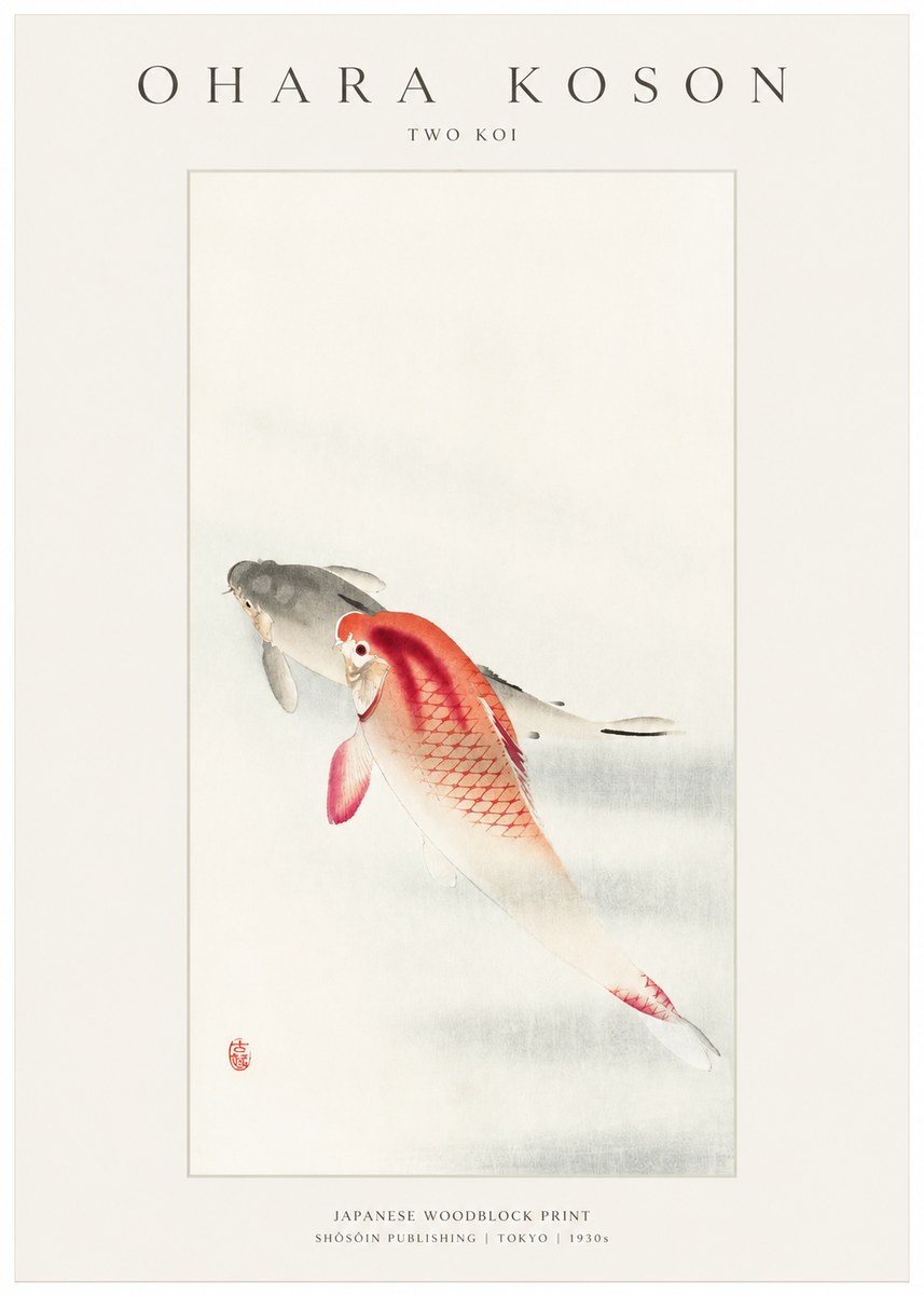Ohara Koson Two Koi II No1 - Plakát