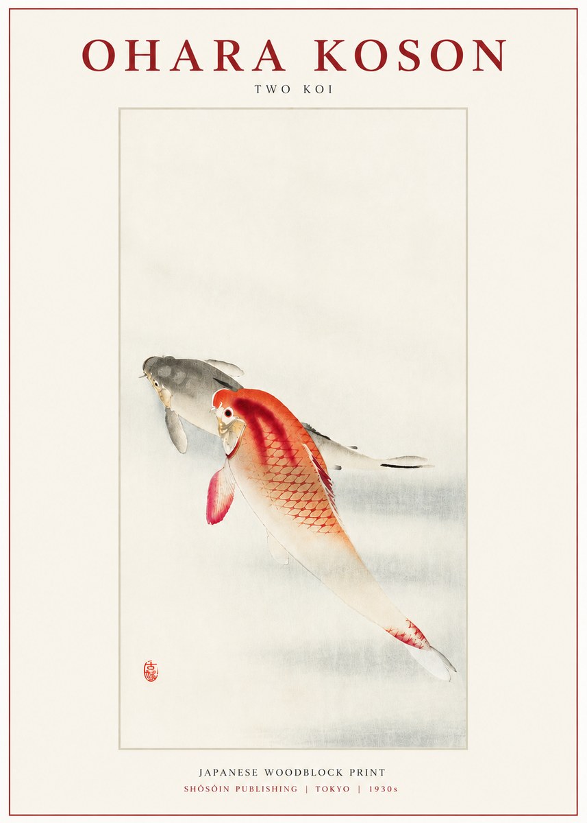 Ohara Koson Two Koi II No3 - Plakát