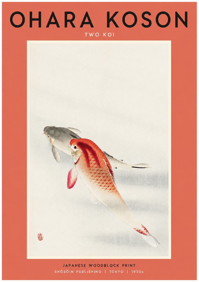 Ohara Koson Two Koi II No4 - Plakát