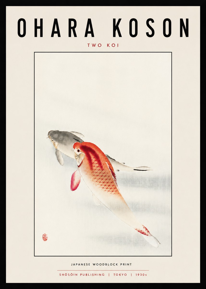 Ohara Koson Two Koi II No5 - Plakát