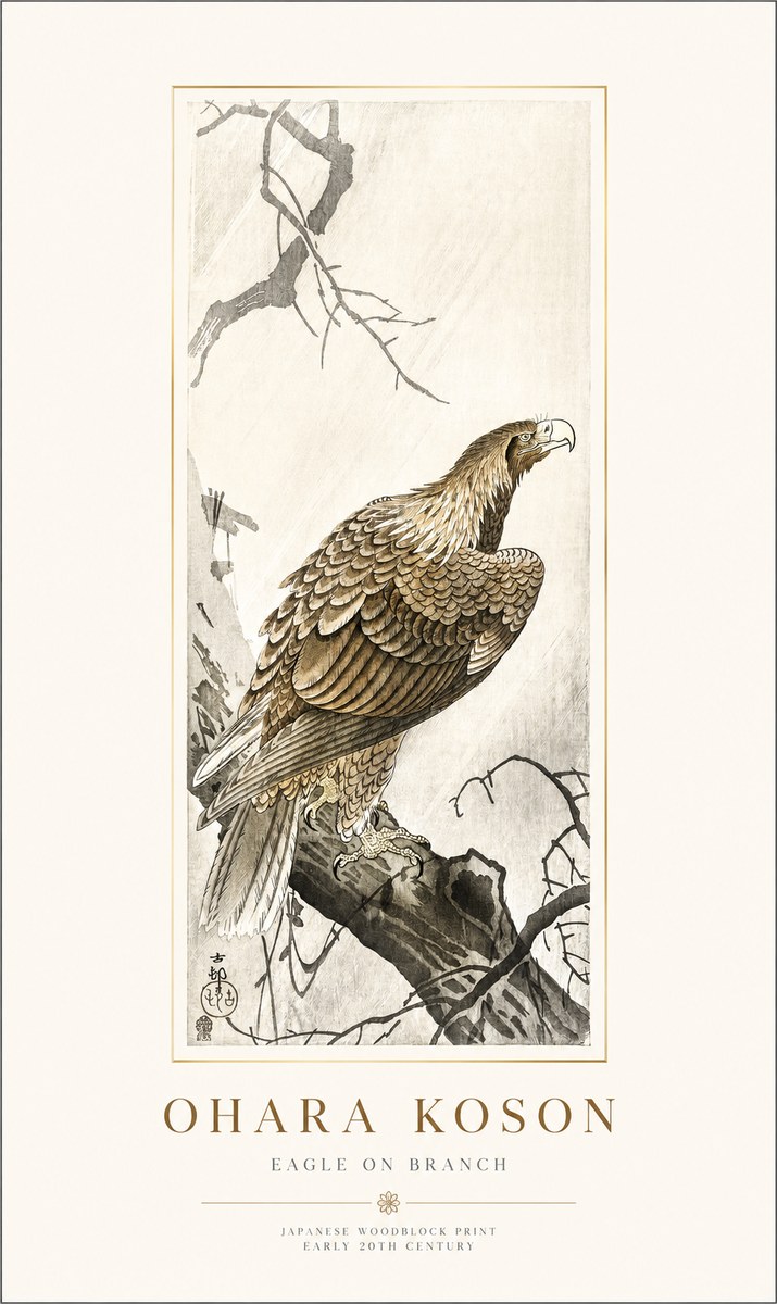 Ohara Koson Eagle on Branch No1 - Plakát