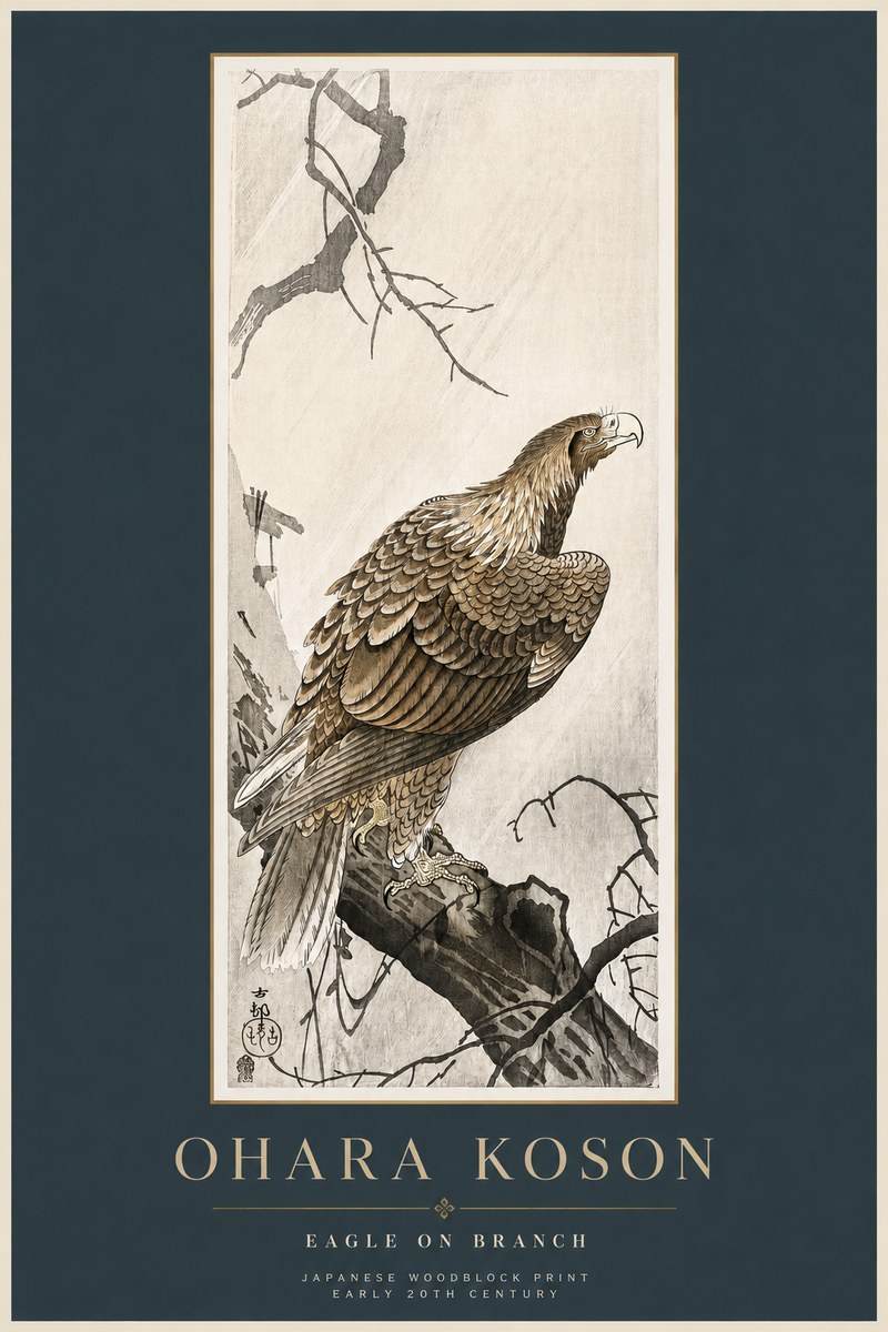 Ohara Koson Eagle on Branch No2 - Plakát