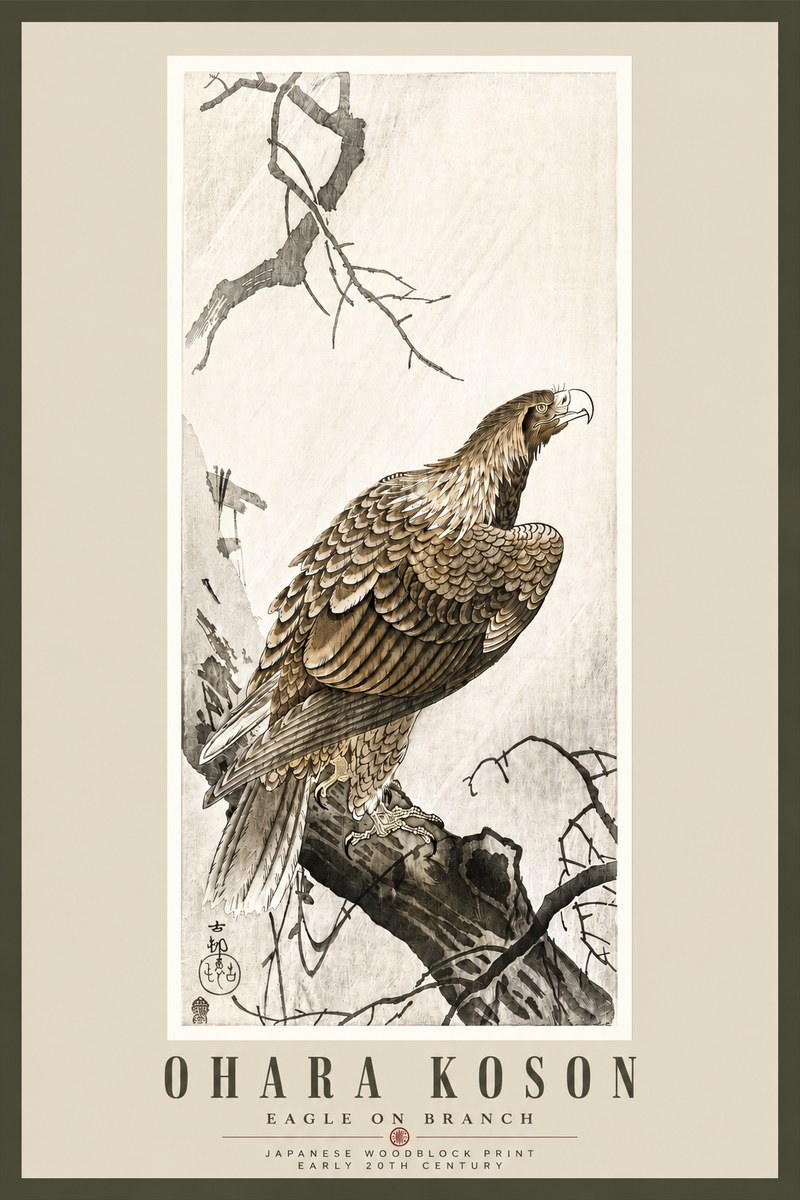Ohara Koson Eagle on Branch No5 - Plakát