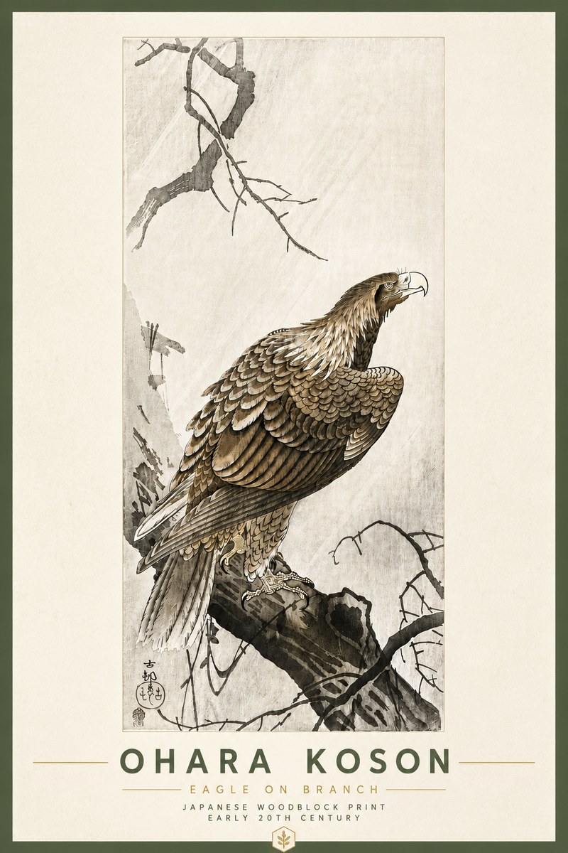 Ohara Koson Eagle on Branch No6 - Plakát